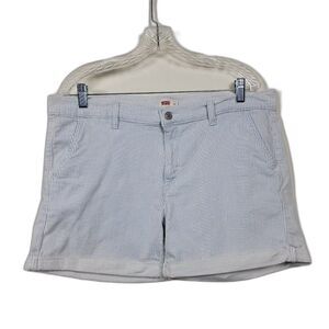 Levis Striped Classic Shorts Womans Size 14 White Blue Mid Rise